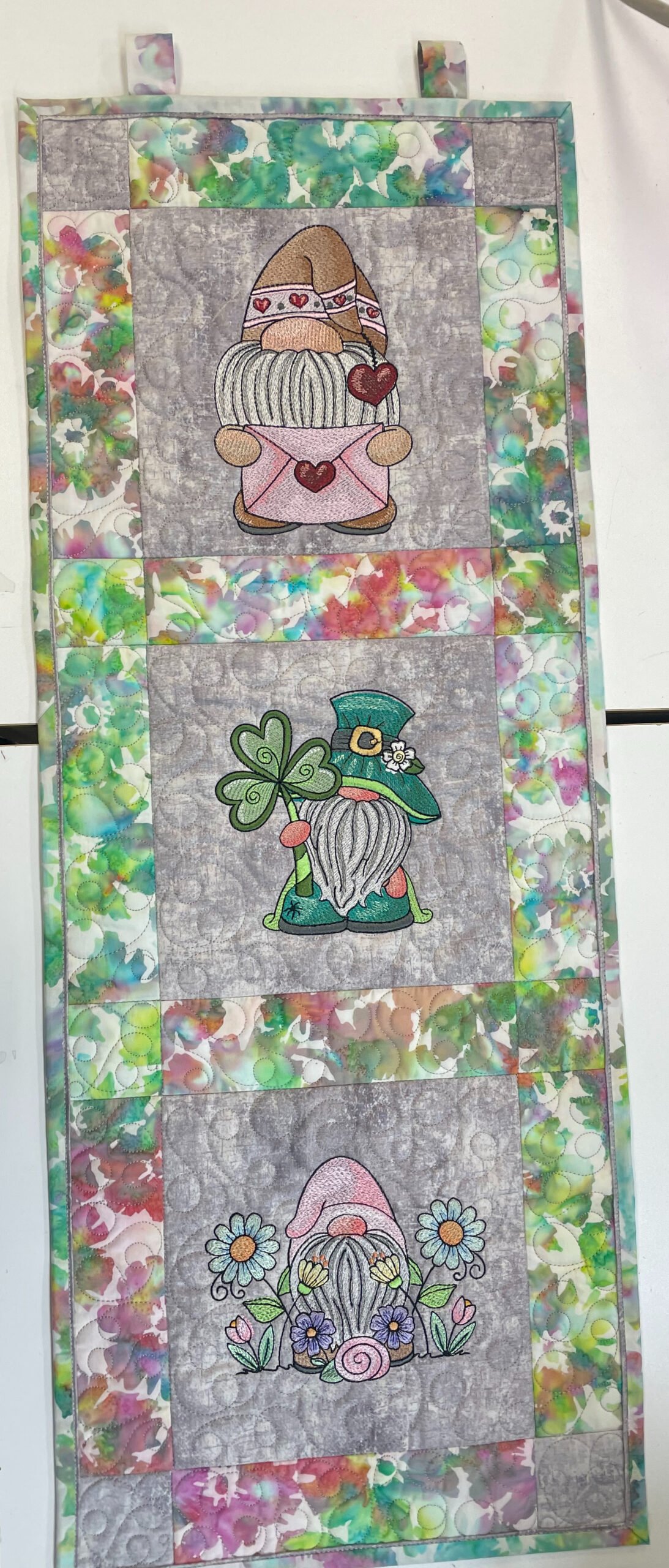 Gnomes of the Seasons Embroidered Quilt